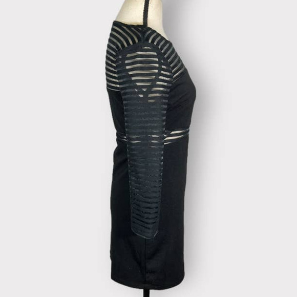 Lulu's Perfect Mesh Bodycon Mini Dress Women's Small Black 3/4 Sleeves NWT - Picture 6 of 12